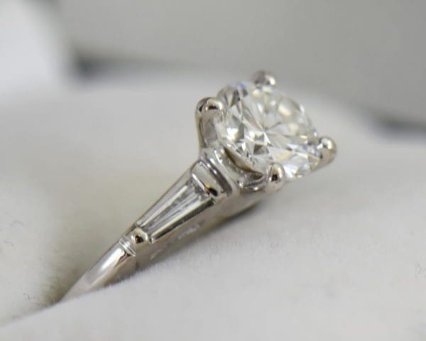 Mid Century Platinum 1ct Diamond Ring with Baguette accents 2.JPG