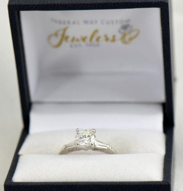 Mid Century Platinum 1ct Diamond Ring with Baguette accents 4.JPG