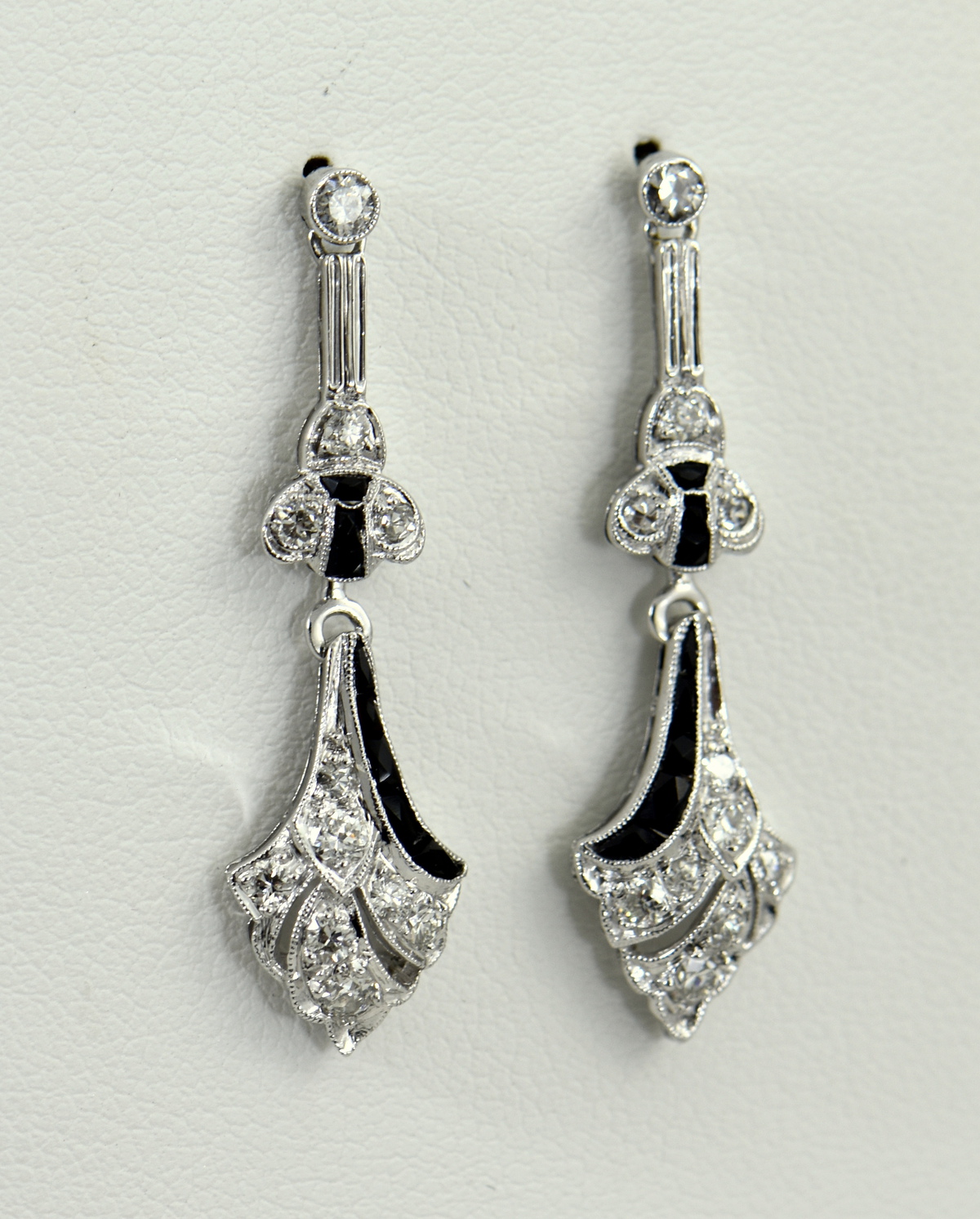 Reserved~Vintage 1950s Platinum Diamond Drop Earrings - Victoria Sterling