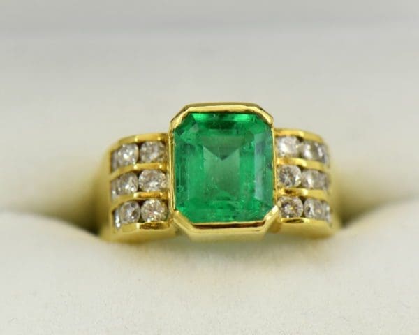3ct Gem Emerald Ring and Channel Diamond Ring.JPG
