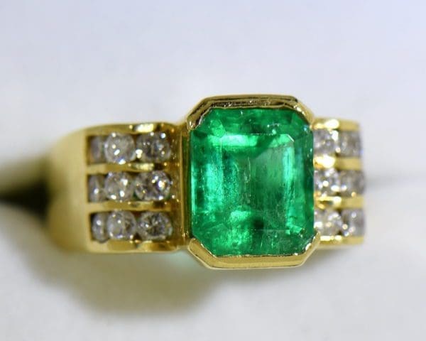 3ct Gem Emerald Ring and Channel Diamond Ring