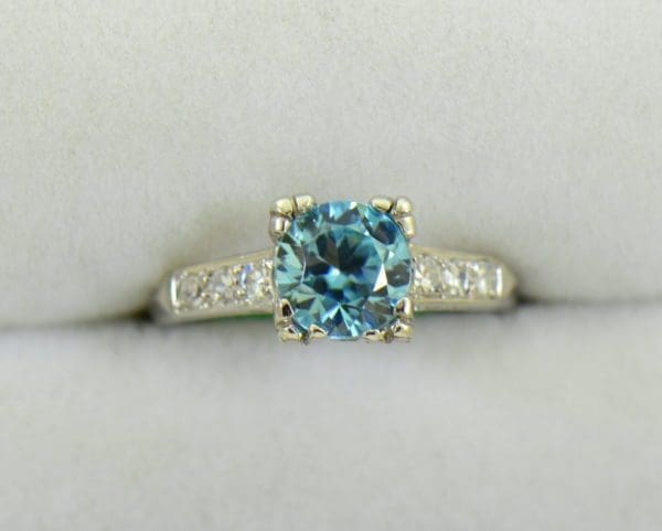 Blue Zircon Platinum Art Deco Ring with fishtail prongs 6.JPG