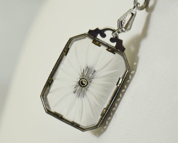 Camphor Glass Diamond Enamel and engraving necklace art deco circa 1930 8.JPG