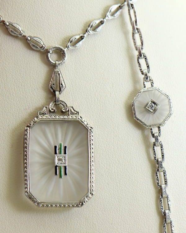 Camphor Glass and Diamond engraved bracelet art deco circa 1930 6.JPG