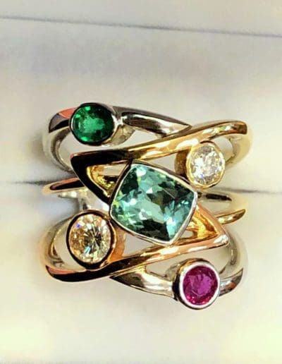 Eide custom mothers ring in tricolor gold