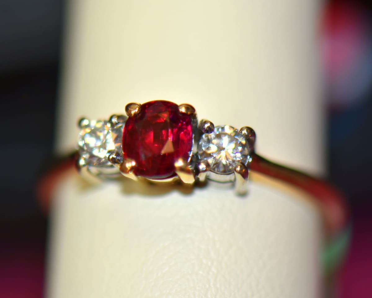 Natural Ruby and Diamond Rose Gold Ring