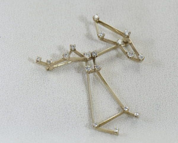 Estate AGA Correa Saggitareus The Archer Constellation Diamond Brooch in white gold.JPG
