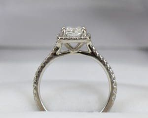 View of the Set of a Princess Cut Diamond Engagement Ring