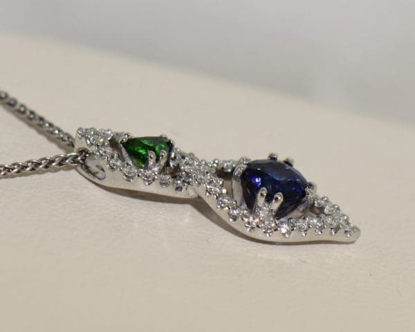 Green Tsavorite Blue Sapphire Pendant with Diamond Accents 6.JPG