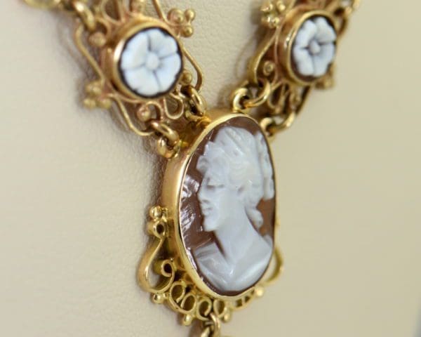 Mid Century Italian Shell Cameo Necklace in 18k and 14k yellow gold 7.JPG