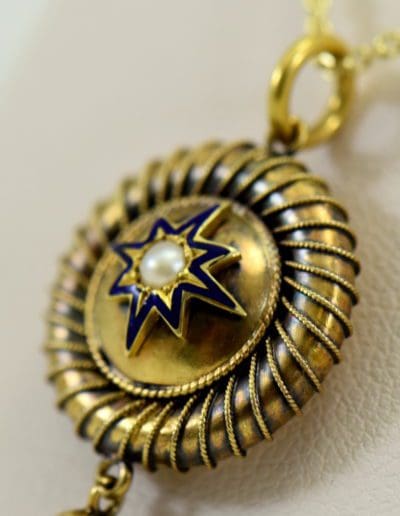 Victorian Locket 15k yellow gold with enamel star and pearl circa 1860 3.JPG