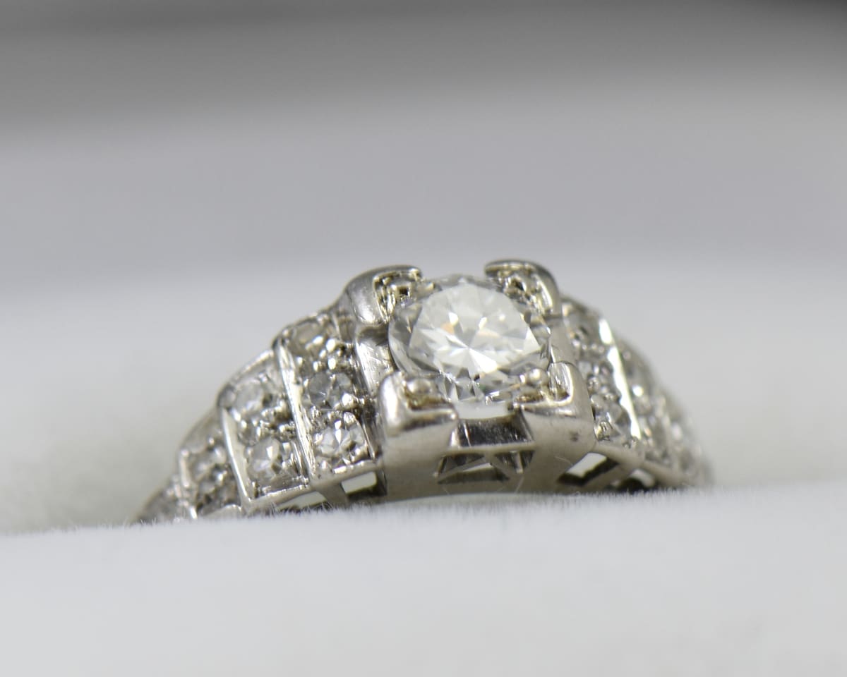 Art Deco Platinum Diamond Engagement Ring with Stair Step ...