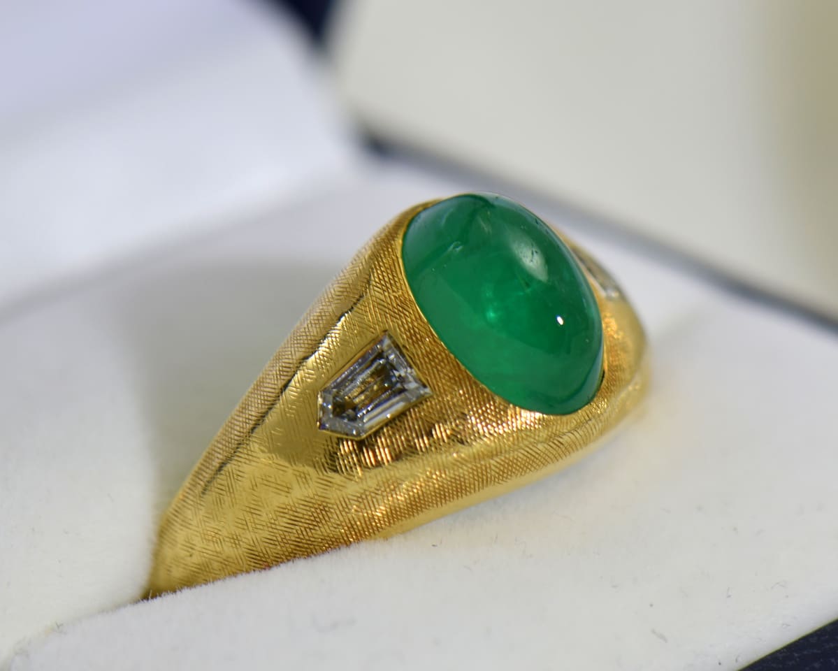 Vintage mens emerald ring sale