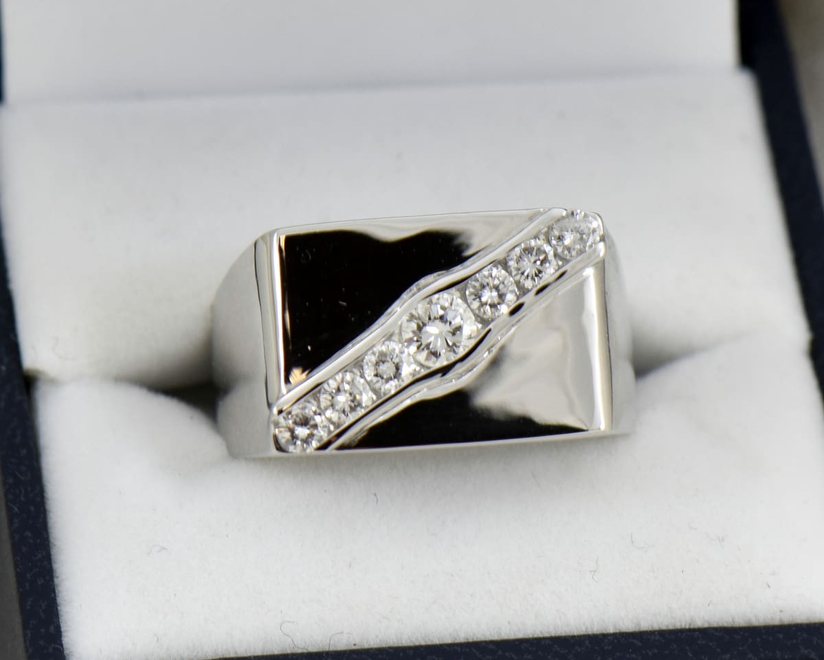 Custom Men s Wedding Band with Sentimental Diamond Accents