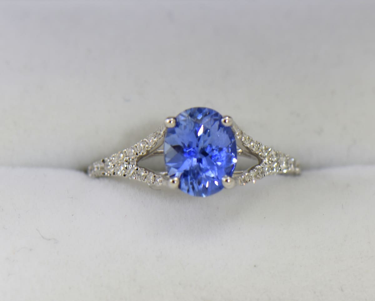 Custom Split Shank Engagement Ring with Unheated Sapphire Exquisite Jewelry for Every Occasion FWCJ