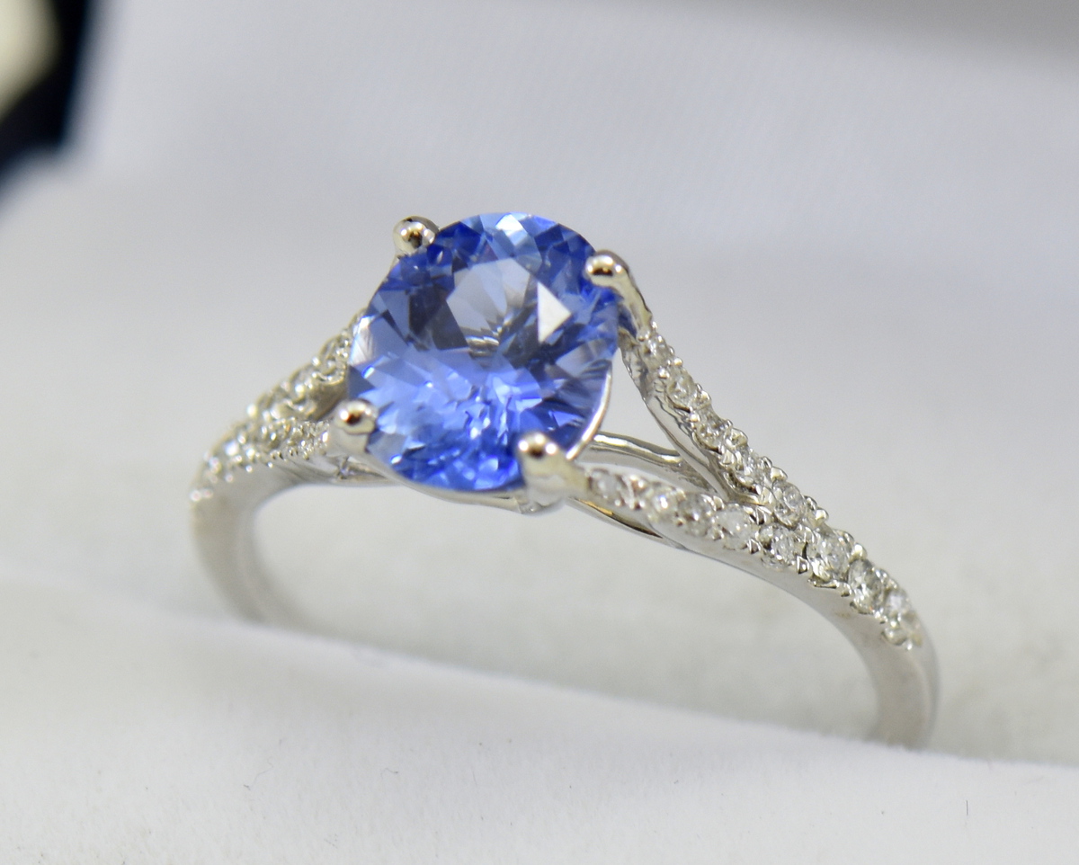 Custom Split Shank Engagement Ring with Unheated Sapphire