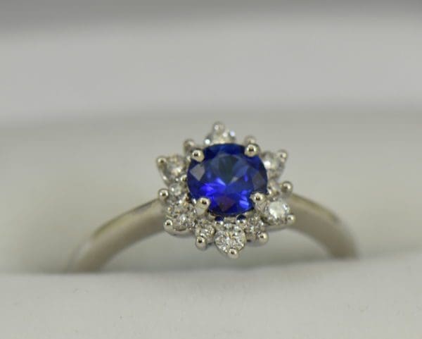 Unheated Round Blue Sapphire Diamond Star Shaped Engagement Ring.JPG