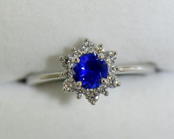 Unheated Round Blue Sapphire Diamond Star Shaped Engagement Ring 7.JPG