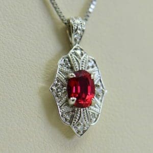 custom vintage style white gold pendant earring set with burmese jedi red spinels 2.JPG
