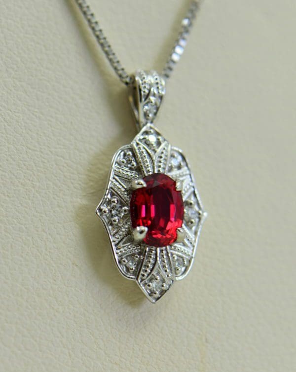 custom vintage style white gold pendant earring set with burmese jedi red spinels 2.JPG