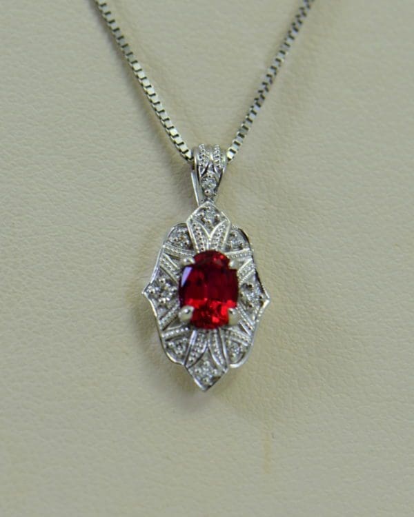 custom vintage style white gold pendant earring set with burmese jedi red spinels 6.JPG