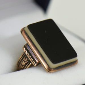 Victorian Rose Gold Mourning Ring with Black Agate Tablet 2.JPG