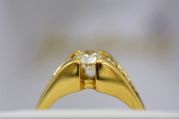 estate custom 18k engagement ring with .7ct round diamond and euroshank 4.JPG