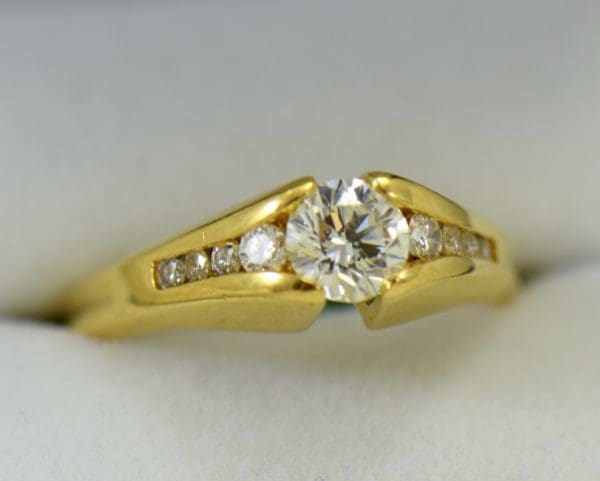 estate custom 18k engagement ring with .7ct round diamond and euroshank 6.JPG