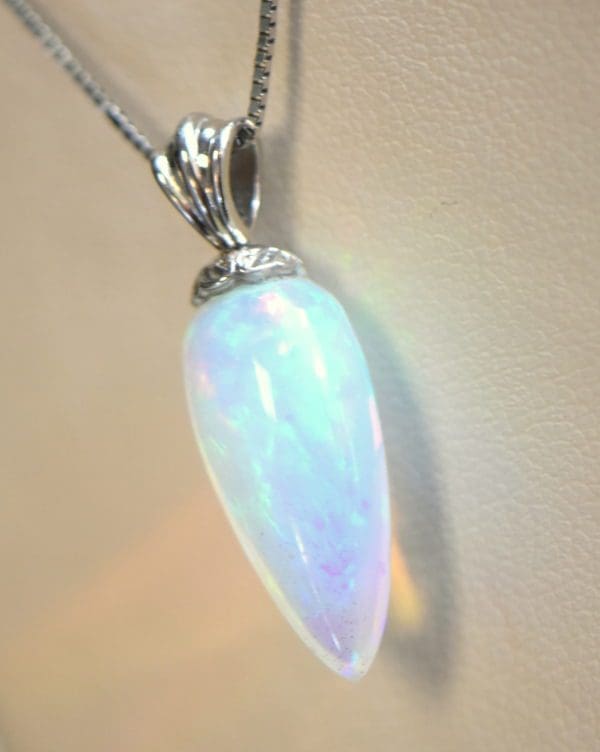 Reversible Opal Pendant in 14k white gold Carrot Shaped 6.JPG