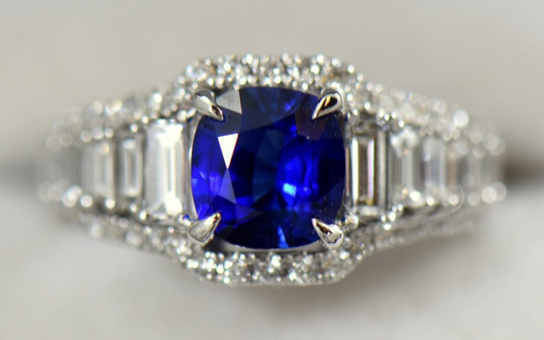 Picture of a Burmese Blue Sapphire and Diamond Ring