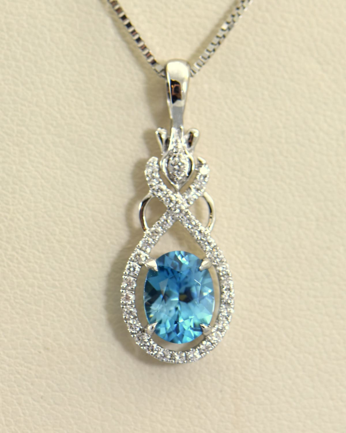 Cambodian Blue Zircon Diamond Oval Halo Pendant Exquisite