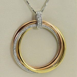effy tricolor gold diamond circle pendant three woven discs 14k.JPG