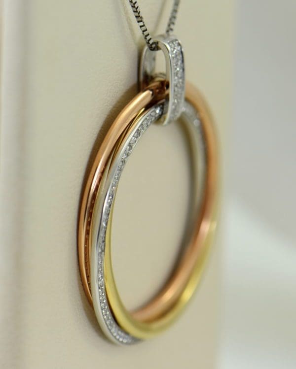 effy tricolor gold diamond circle pendant three woven discs 14k 2.JPG