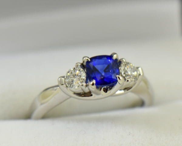white gold square cushion sapphire diamond three stone ring.JPG