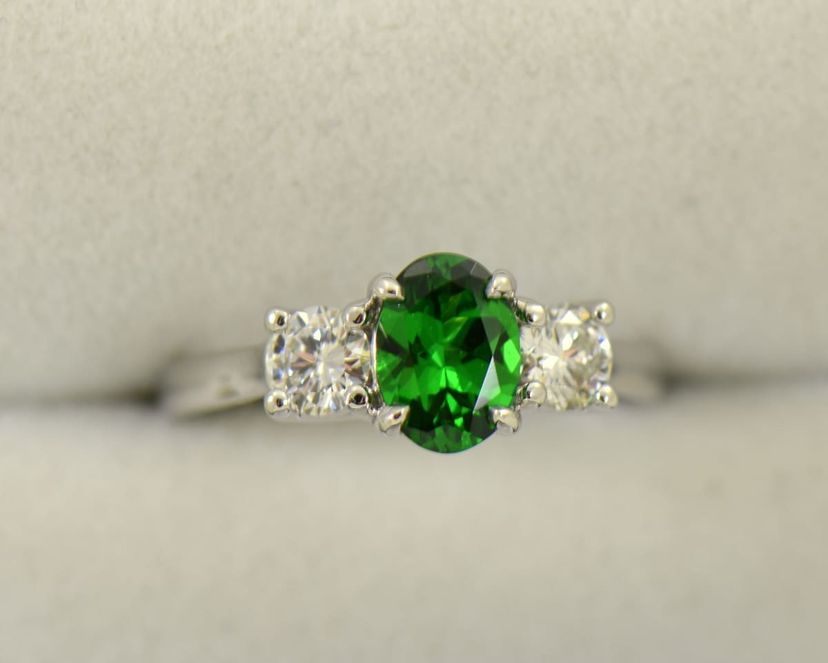 Green garnet engagement ring sale