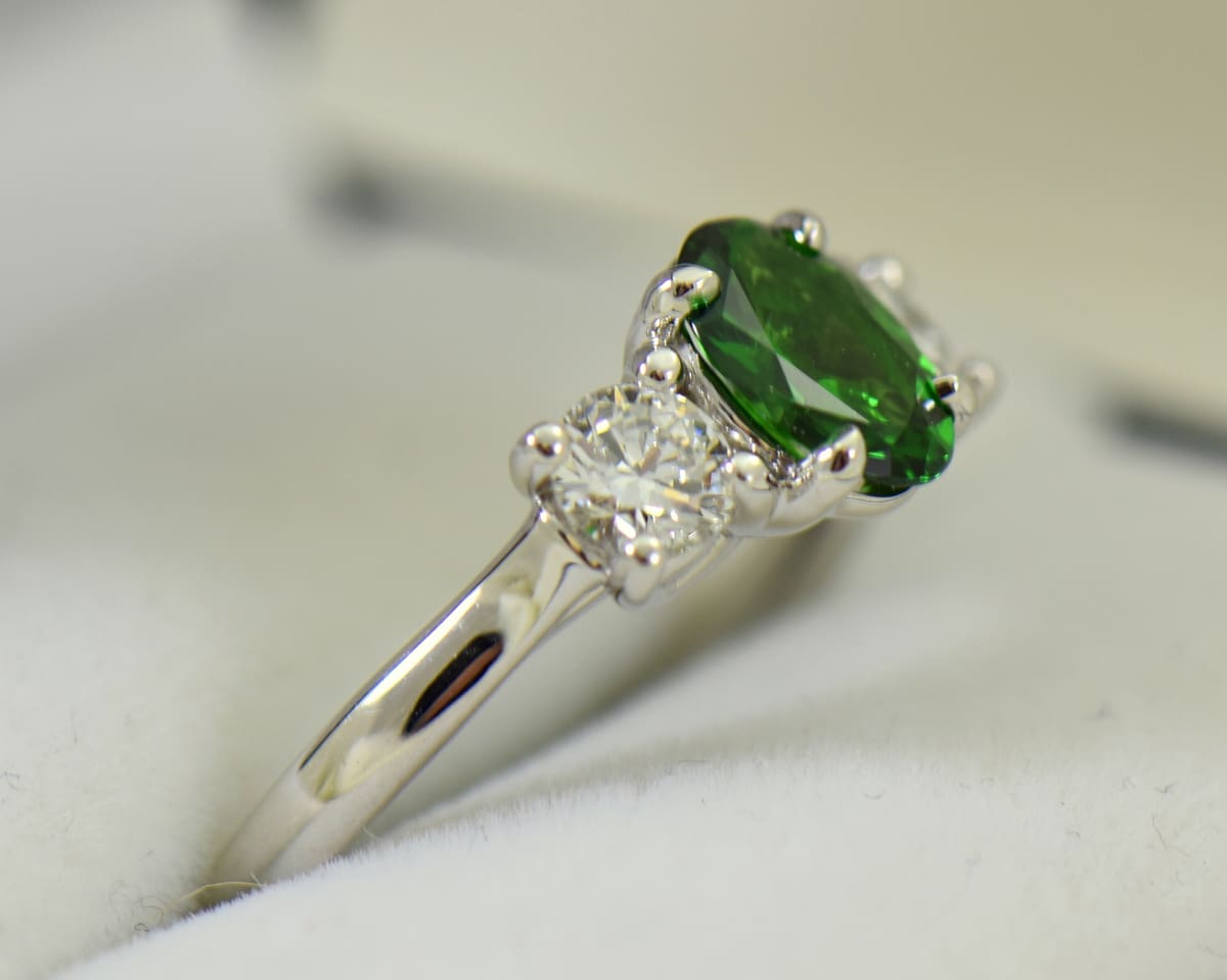 Green garnet shop engagement ring