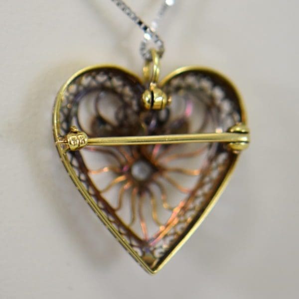 art deco filigree heart necklace with diamond accents 3.JPG