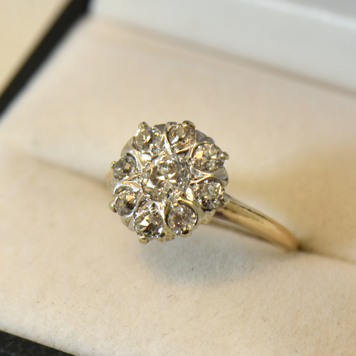 Vintage Edwardian Diamond Cluster Engagement Ring in Platinum - Filigree  Jewelers