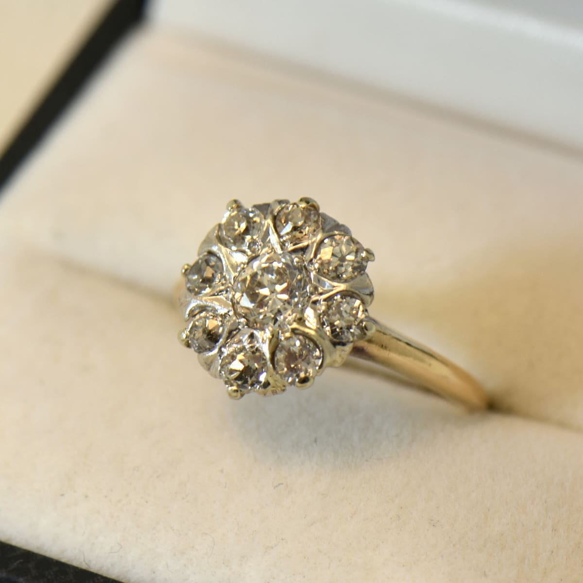 Vintage Edwardian Diamond Cluster Engagement Ring in Platinum - Filigree  Jewelers