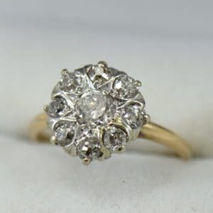 edwardian diamond cluster ring halo style twotone gold 2.JPG