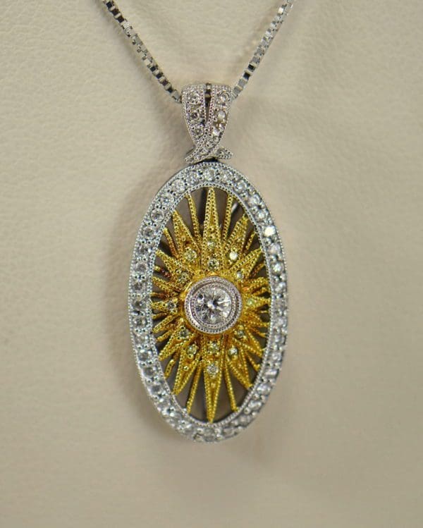 estate yellow diamond star necklace in twotone gold.JPG