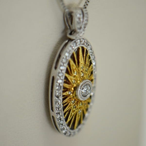 estate yellow diamond star necklace in twotone gold 4.JPG