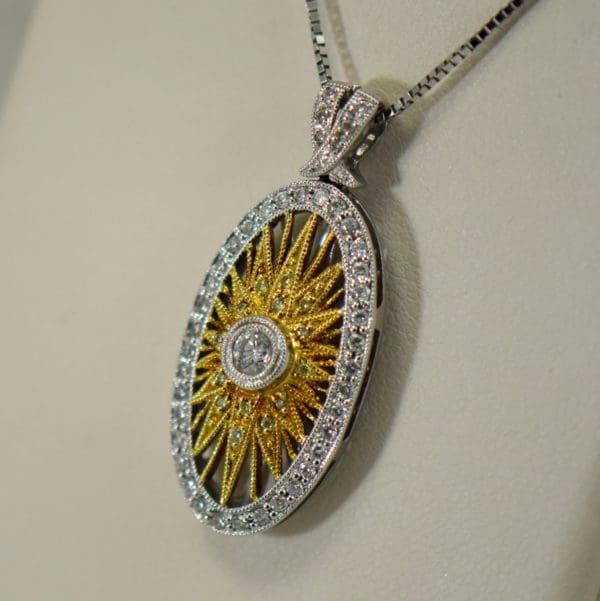 estate yellow diamond star necklace in twotone gold 5.JPG