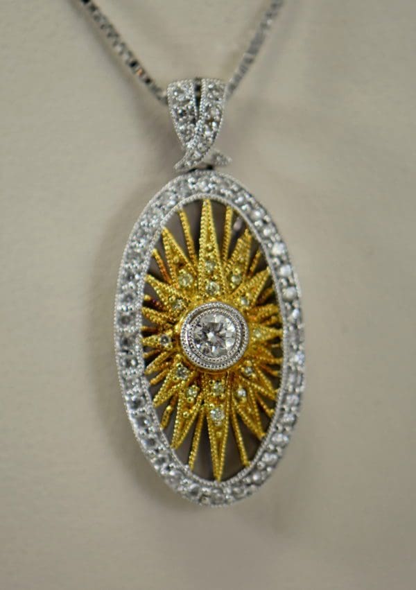 estate yellow diamond star necklace in twotone gold 6.JPG