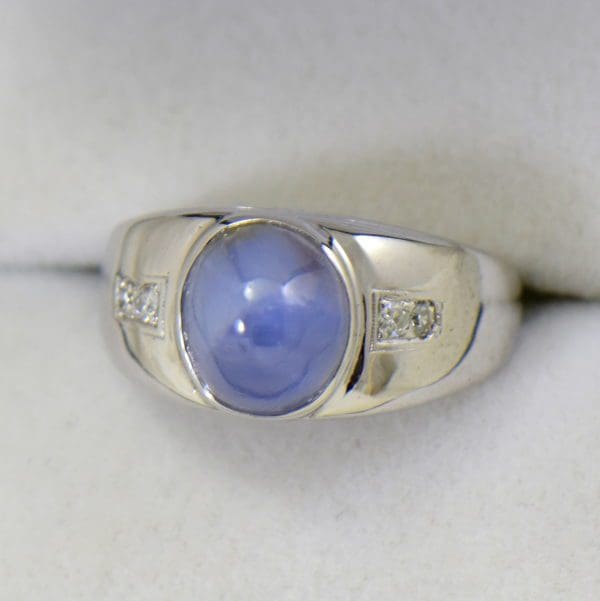 mens art deco star sapphire ring periwinkle blue white gold 2.JPG