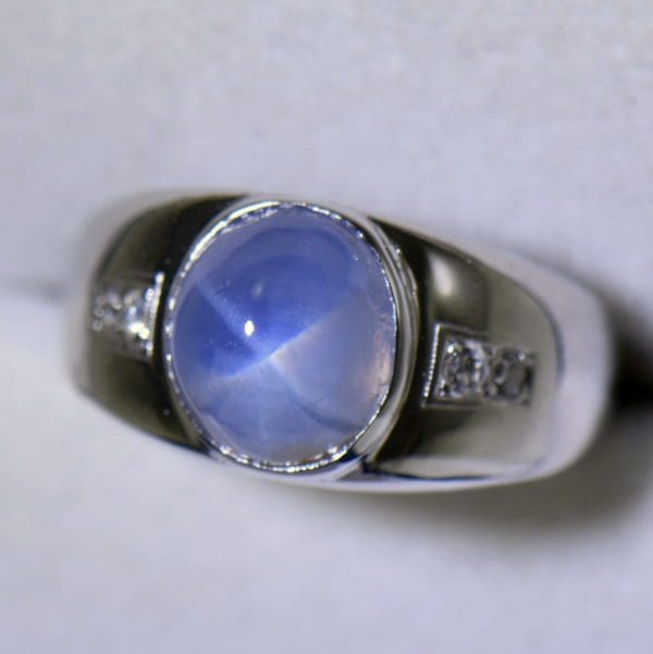 mens art deco star sapphire ring periwinkle blue white gold 3.JPG