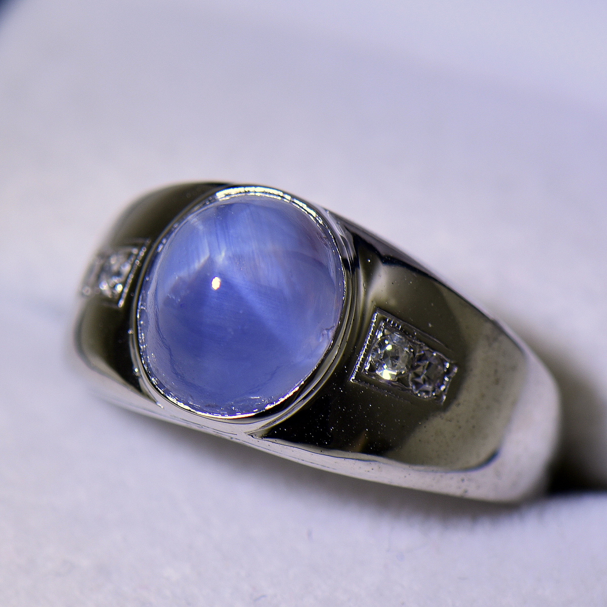 Star Sapphire Stone Silver Ring