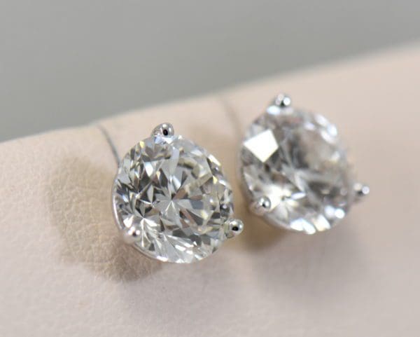 3ctw round lab grown diamond stud earrings martini white gold