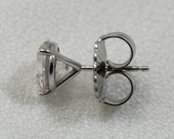 3ctw round lab grown diamond stud earrings martini white gold 3