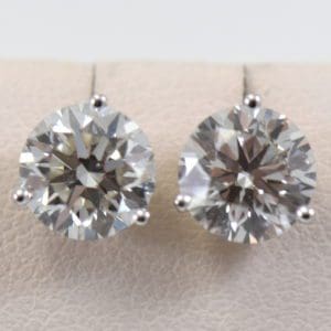 3ctw round lab grown diamond stud earrings martini white gold 4